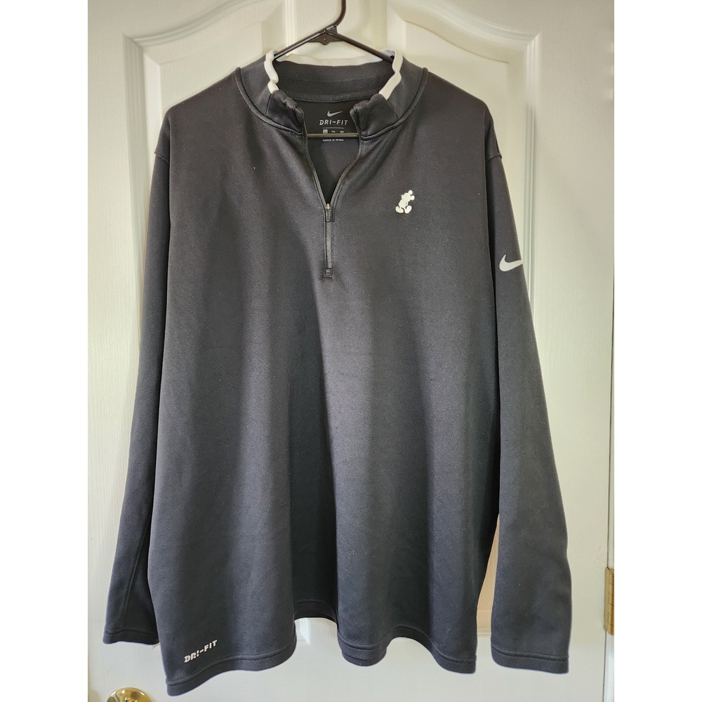 Nike Disney Parks Mickey Mouse Dri-FIT Mens 2XL Black 1/4 Zip Pullover